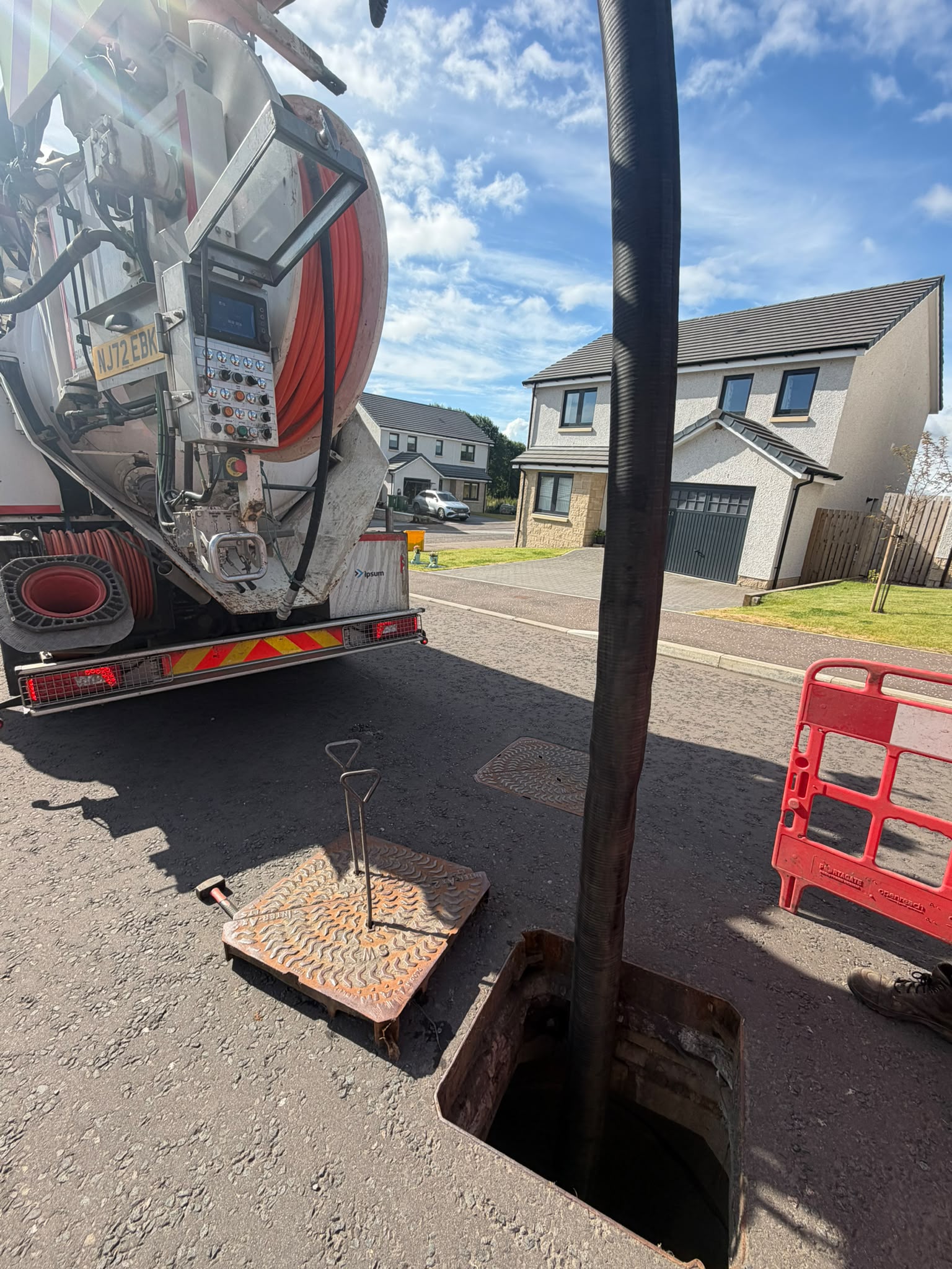 Drainage cleaning works at a housing development in Crieff