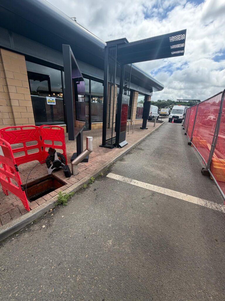 CCTV drainage survey being carried out at retail premises