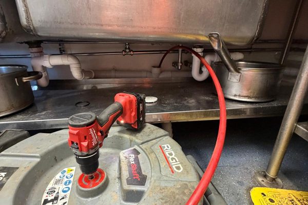 Drainage pipe cleaning during a reactive call-out at Edinburgh Castle