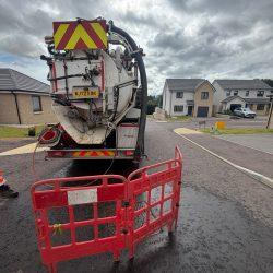 Jet-vac tanker on site carrying out drainage line cleaning