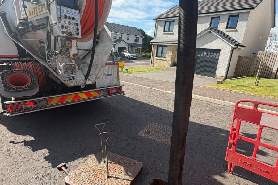 Drainage cleaning works at a housing development in Crieff
