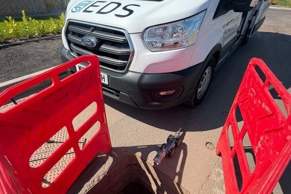 Crawler CCTV camera being prepared for a sewer survey