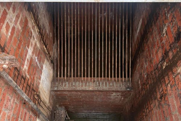 Site photograph taken during an inspection and maintenance visit at a CSO asset