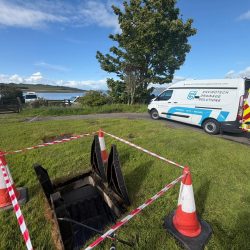 Cleaning combined sewer overflow infrastructure during planned drainage maintenance