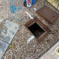 Photograph from a residential drainage survey before a property extension