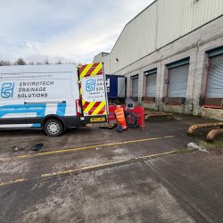 CCTV drainage survey supporting a warehouse mapping project in Livingston