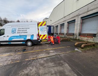 CCTV drainage survey supporting a warehouse mapping project in Livingston