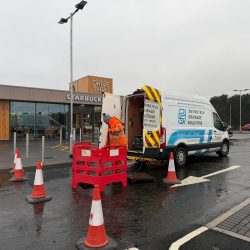 Reactive drain blockage clearance works at a Starbucks premises