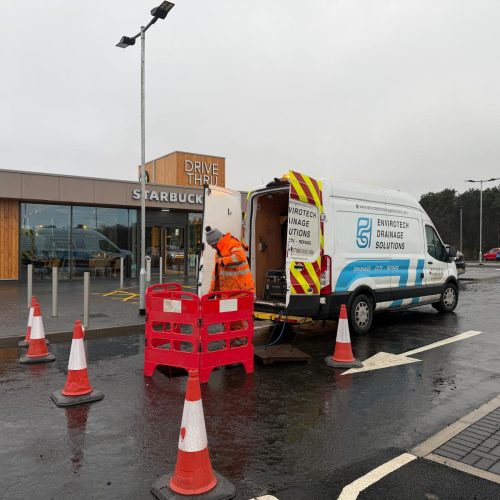 Reactive drain blockage clearance works at a Starbucks premises