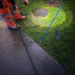 High-pressure water jetting used to remove drainage deposits