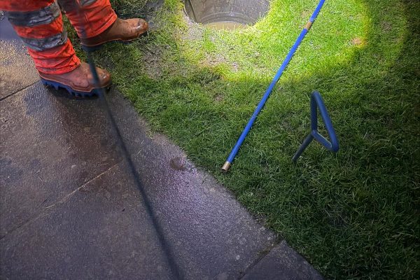 High-pressure water jetting used to remove drainage deposits